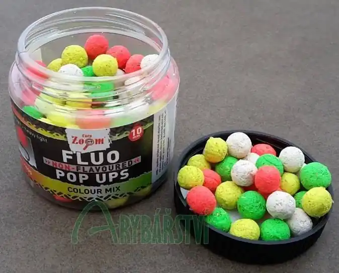 Nejlepší Cena CARP ZOOM Fluo Pop-Ups Boilies 10 mm 100 g natural / barevný mix