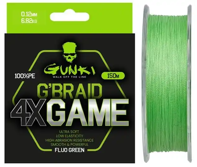 GUNKI Splétaná šňůra G Braid 4X Game 150m 0.12 mm (6.82 kg) Nejprodávanější