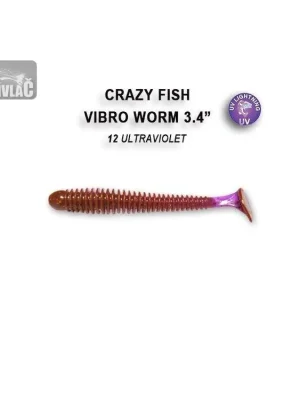 Vrácení Zdarma Gumová nástraha Crazy Fish Vibro Worm 8,5cm 12 Ultraviolet (5ks)