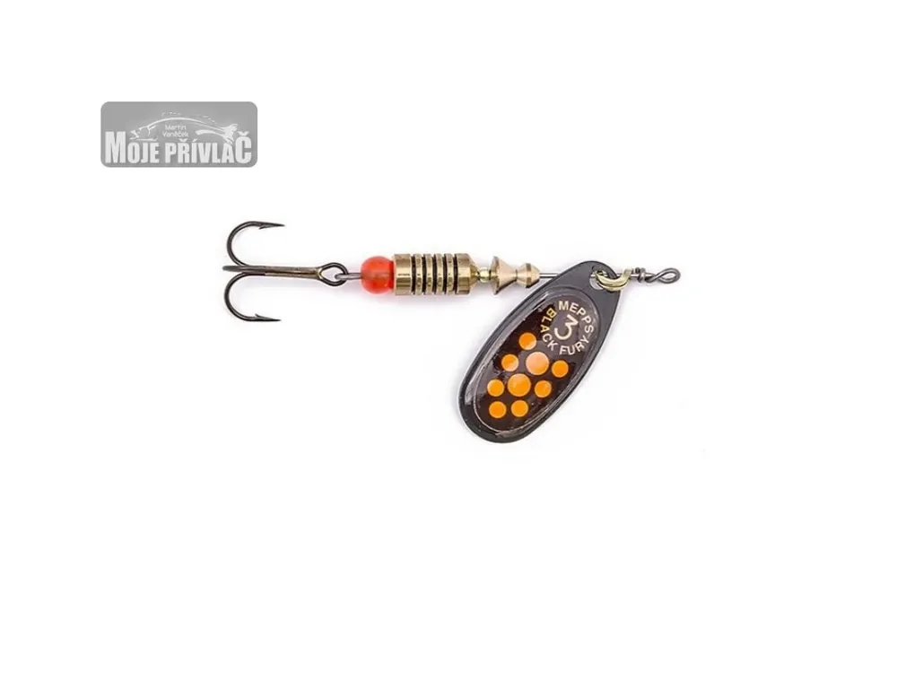 Aktuální Rotační třpytka Mepps Black Fury Vel.3 6,5g Černá-Oranžová