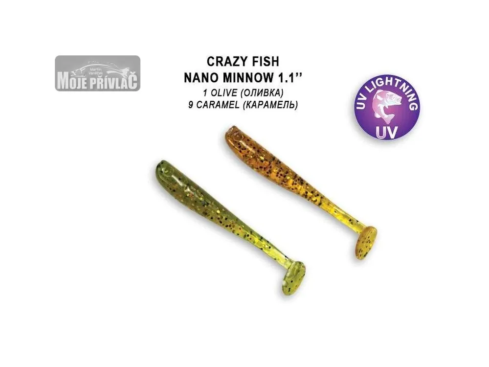 Akce Gumová nástraha Crazy Fish Nano Minnow 2,7cm 01 Olive/09 Caramel (16ks)