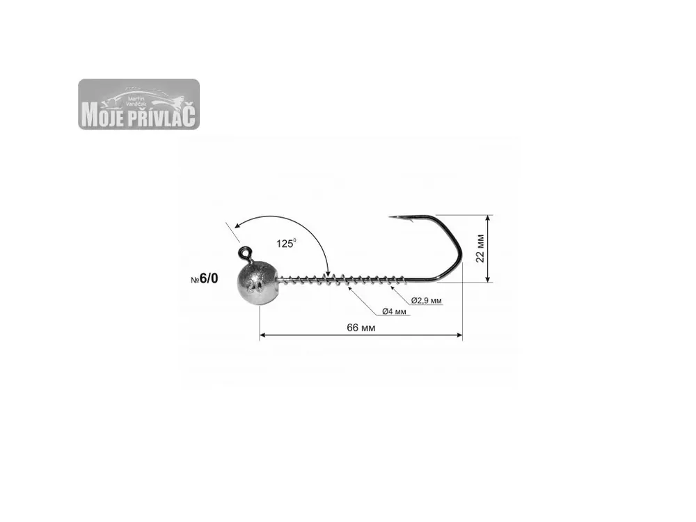 Jigová hlava Dnipro Lead Barbarian 125° hook size 6/0 with corkscrew, 20g (1ks) Ověřený