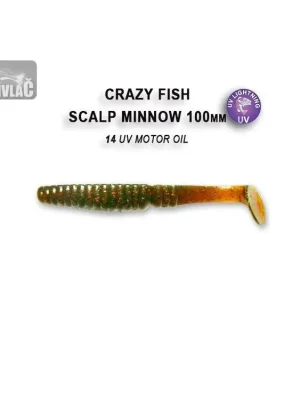 Gumová nástraha Crazy Fish Scalp Minnow 10cm 14 UV Motoroil (4ks) Výprodej