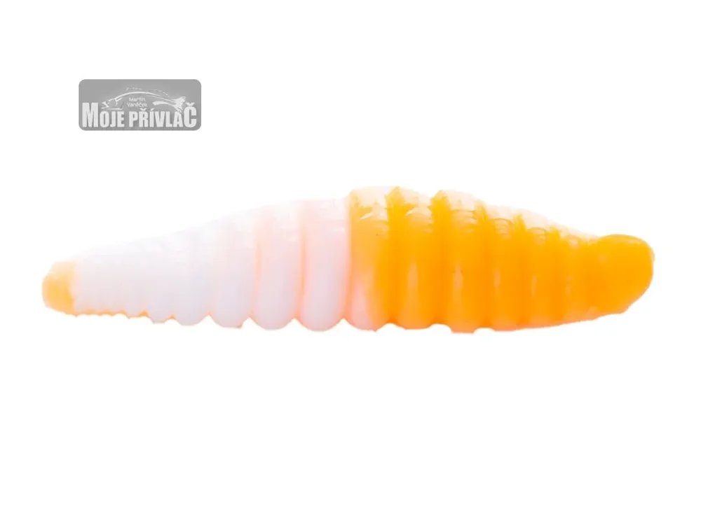 Gumová nástraha Moonky Worm 38mm DC02 White / Orange Fluo - Cheese (10ks) Akční Cena