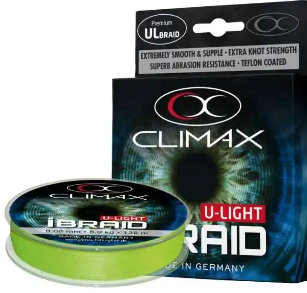 Climax Pletená šňůra iBraid U-Light neon-zelená - 135m 0,10mm / 7,5kg Top Prodej