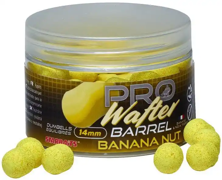 Originální Neutrálně vyvážená nástraha Starbaits Wafter Barrel Pro Banana Nut 50g 14mm