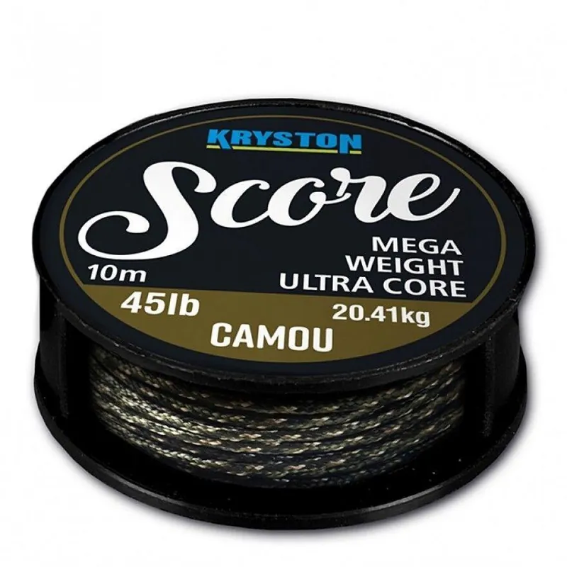 Výprodej Šňůrka s olověným jádrem Kryston Score 10m 45lbs (20,41kg) - Camou