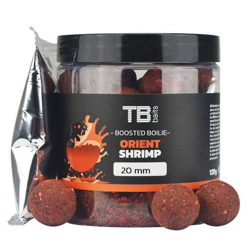 Cenově Výhodný Boosterované boilie TB Baits Orient Shrimp 120g 24mm