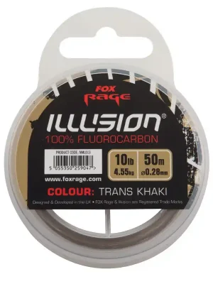 Vysoce Kvalitní FOX - Fluorocarbon Rage illusion 0,28mm/4,55kg/50m TRANS KHAKI