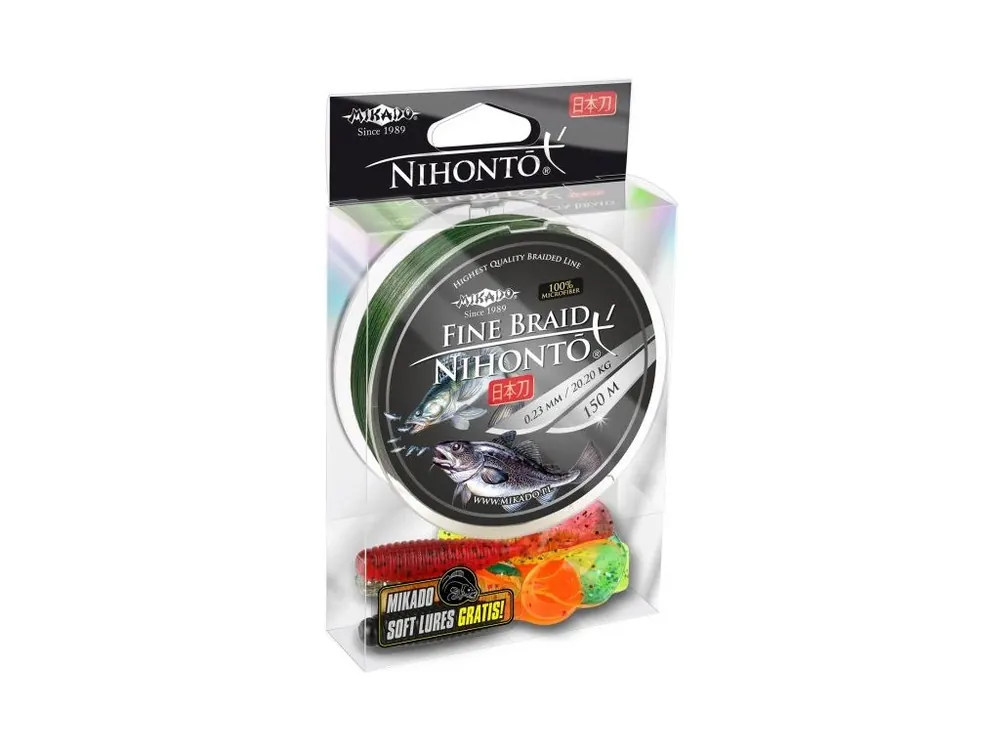 Pletená šňůra - NIHONTO FINE BRAID 040 150M Zelená Nosnost : 34.90kg Vysoce Kvalitní