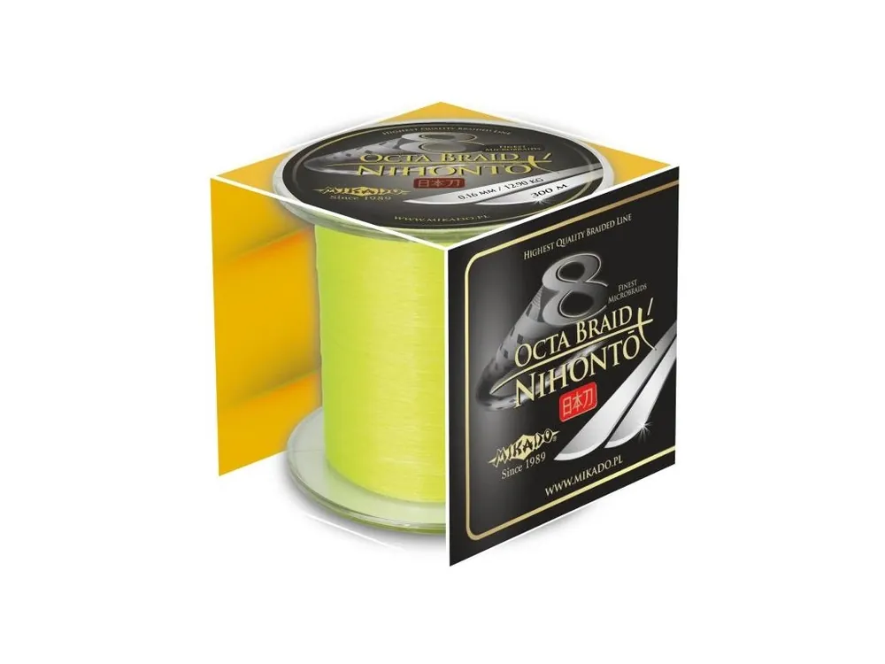 Odeslání Ihned Pletená šňůra - NIHONTO OCTA BRAID 010 FLUO Žlutá 300M Nosnost : 7.75kg