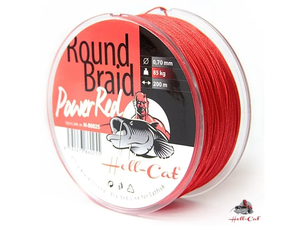 Hell-Cat Splétaná šňůra Round Braid Power Red 1000m Varianta 0.50mm (57.5kg) Akční Cena