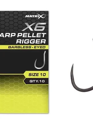 Matrix X6 Kaprový Pellet Rigger 14 bezhrotý s očkem háček, 10ks Dokud Zásoby Vydrží
