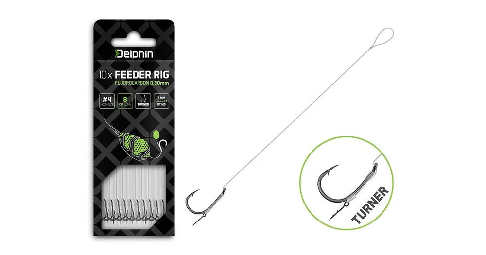 Aktuální Delphin Feederový návazec Fluoro Sting Turner 12cm 0,26mm Velikost 6 10ks