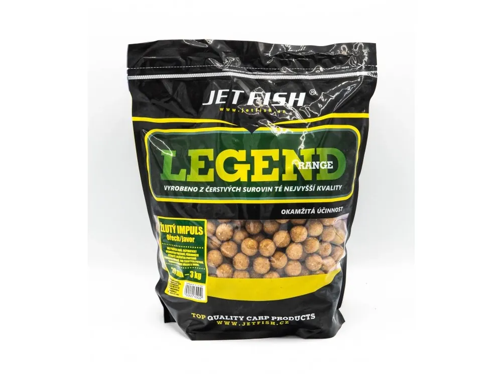Akční Nabídka Jet Fish Boilie Legend Range - Žlutý impuls - Ořech/Javor - 24mm