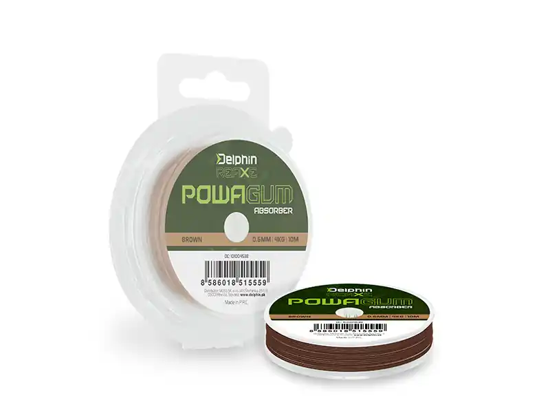 Cenově Výhodný Delphin REAXE PowaGUM Absorber Hnědá 0.8mm/6kg/10m