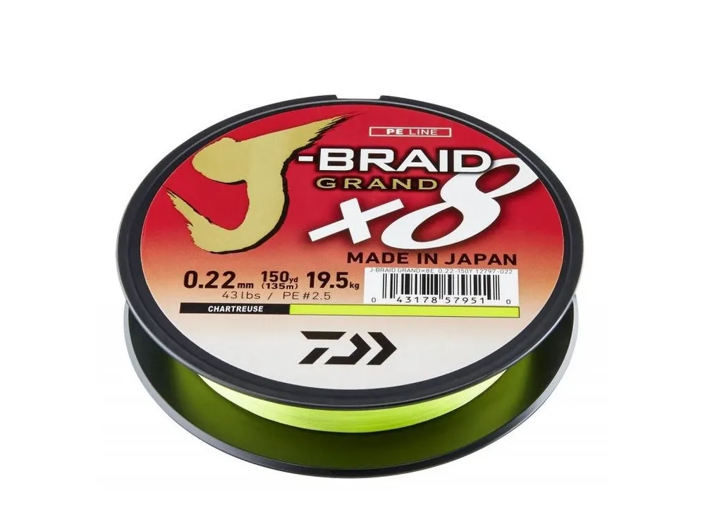 Šňůra DAIWA J-Braid Grand X8 0.18mm-135m Yellow Nejprodávanější