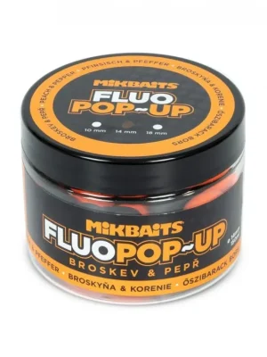 Vysoce Kvalitní Mikbaits Plovoucí fluo boilie 150ml - Broskev Pepř 14mm